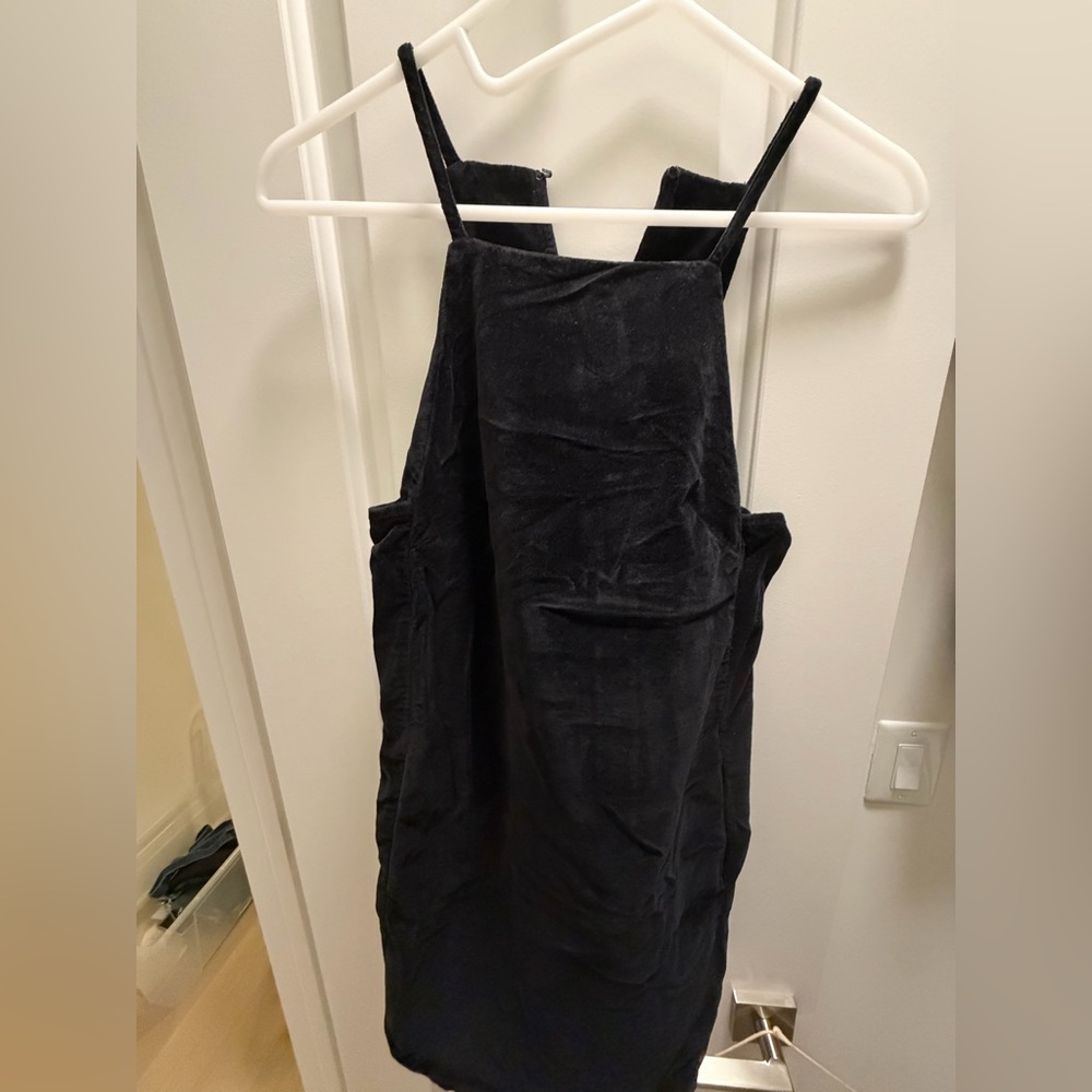 Topshop Black Corduroy Pinafore Dress